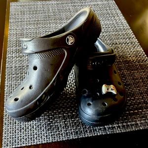 Kids black crocs size 2